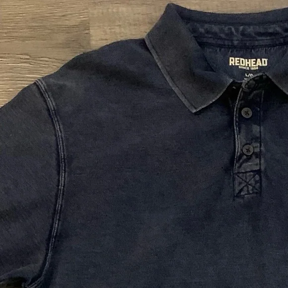 RedHead SS Dark Indigo Blue 3 Button All Cotton Polo - Picture 7 of 7